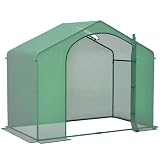 Outsunny 6' x 3' x 5' Portable Walk-in Greenhouse, PE Cover, Steel Frame Garden Hot House, Zipper Door, Top Vent for Flowers, Vegetables, Saplings, Tropical Plants, Green