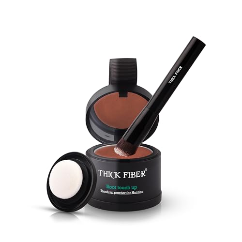 THICK FIBER Ansatzpuder - Haar Concealer zur Haarverdichtung für Frauen und Männer, wasserfestes Haar Make-up zum Ansatz kaschieren - 4g (Rotbraun)