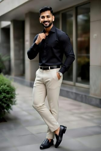Image of Men's Formal Shirt and Trouser Combo Set | Slim Fit Stylish Office Wear | Premium Cotton Blend Shirt Pant Set for Men | Top & Bottom Clothing Set