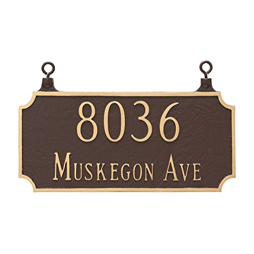 Montague Metal TSH-0005S2-H-BG Double Sided Hanging Princeton Two Line Address Sign Plaque, 7.25"