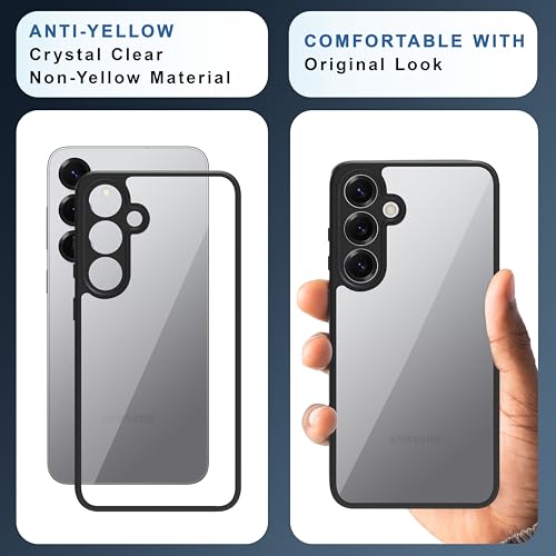Image of CEDO Backcover for Samsung Galaxy S25 Plus (5G) | Camera Protection Bump Shockproof Edge | Ultra Hybrid Transparent Acrylic Clear TPU+PC Hard Backcase Cover (Black)