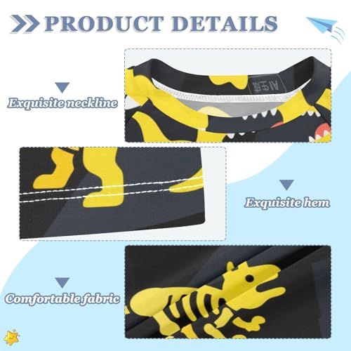 Animal Dinosaur Fluorescence Yellow Short Sleeve Matching Bathing Suits for Kids Swimsuit for Kids Girls Rash Guard Swimsuit for 3-12 Years Traje de bano para nino3