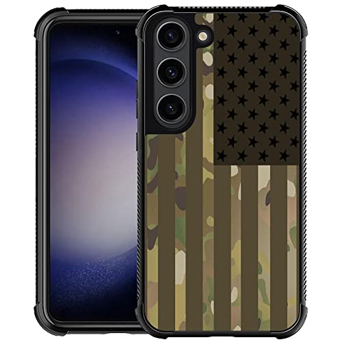 ZHEGAILIAN Case Compatible with Samsung Galaxy S23 Case,Camo US Flag Graphic Design Acrylic Shockproof Anti-Scratch Hard Case for Samsung Galaxy S23