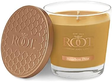 Root Candles Honeycomb Veriglass Scented Beeswax Blend Candle, Small, Bourbon Pear