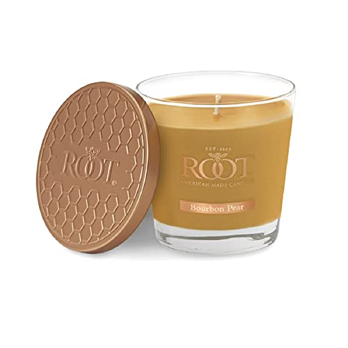 Root Candles Honeycomb Veriglass Scented Beeswax Blend Candle, Small, Bourbon Pear #TOP25