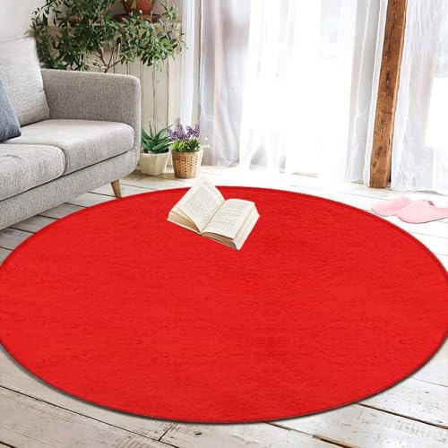 Tapete redondo grande para decoración y yoga, rojo miniatura 5