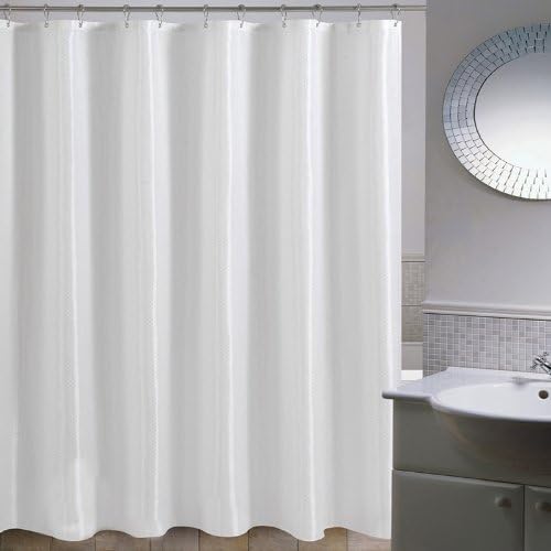 Yifan FANYI Solid White Fabric Shower Curtains with Hooks180x180cm Mould and Mildew-free Polyester100%