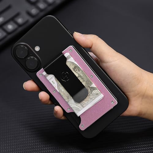 Image of Slim Magnetic Wallet for Women, Compatible with MagSafe Wallet with Removable Money Clip, Rfid Blocking Metal Card Holder, Minimalist Wallet Compatible with iPhone 16 /15 /14 /13 /12 Series - Pink