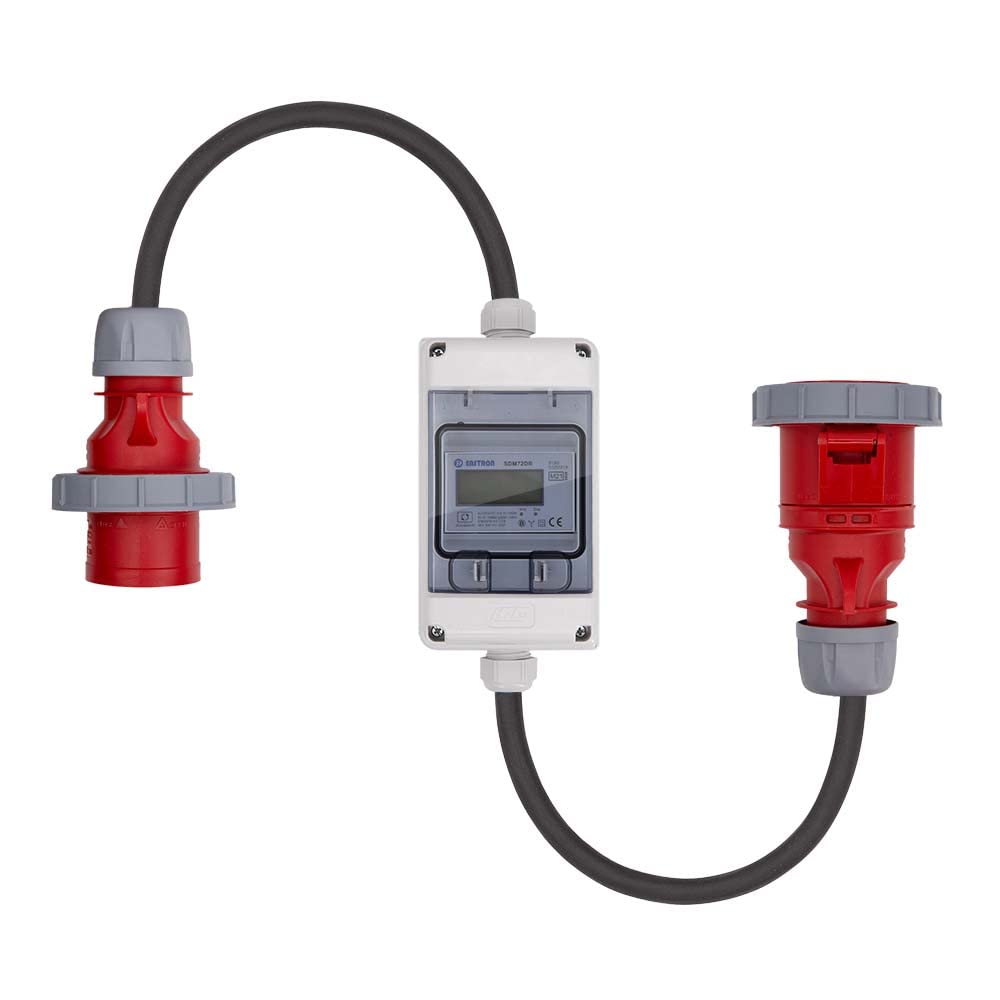 32A MID geeicht - Digital Stromzähler Zwischenstecker Box 400V / 32A CEE-Stecker Und Kupplung (PCE). Wattmeter Energiezähler Zwischenzähler Starkstromzähler. Assembled in Germany (IP65)