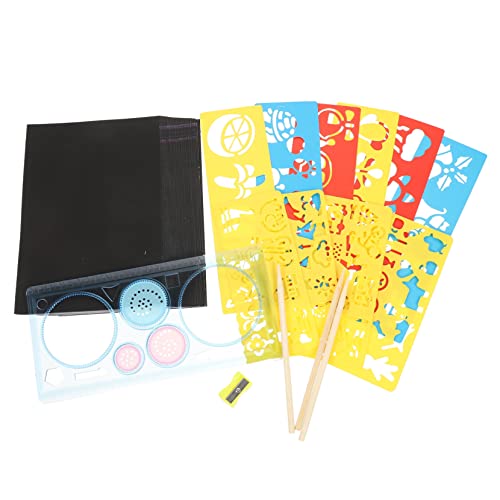HEMOTON 1Set Rainbow Scratching Paper Art Kit for Creative Scratch Painting Paper with Stylus and Templates for Fun Projects