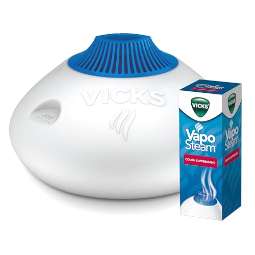 Vicks Warm Steam Vaporizer Bundle with 8 Oz VapoSteam Liquid Cough Suppressant, Helps Relieve Coughing, for Use in Vicks Vaporizers and Humidifiers