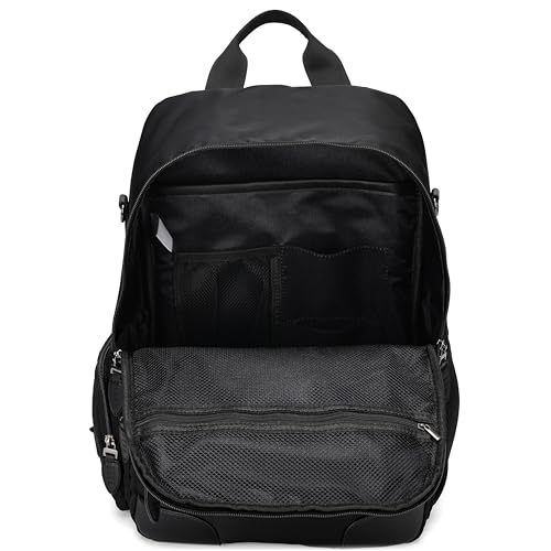 ELLE Voyage 20L Twill and Vegan Leather Backpack | Black3