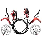 JFOYH E-Bike Electric Power-off Hydraulic Brake Set with 160mm Rotors, Front and Rear Hydraulic Disc Brake Caliper Lever for Ebike (Pre-Bled & Included Mount Adapter)-Red