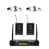 Audio2000 6074BM UHF Dual Channels Wireless System with Two Lavalier (Lapel) Microphones