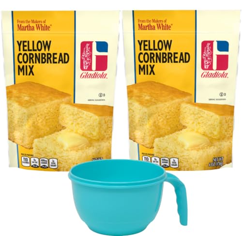 Martha White Gladiola Yellow Cornbread Mix (Pack of 2) with Mixing Bowl