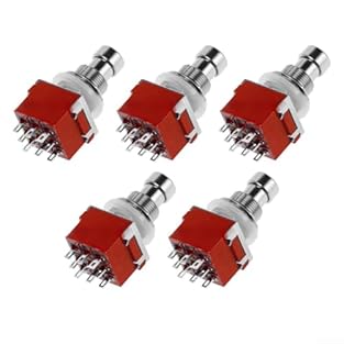 5-PACK 3PDT LOCKING SWITCHES: Includes five LONGLASTING 3PDT foot switches in black, red, and blue for immediate use in pedal building or repairs. ON/ON FUNCTION: Reliable dual-circuit switching enables seamless activation of multiple effects paths d...