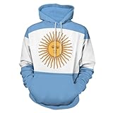 LODMLOER Sudadera con Capucha Bandera De La República Argentina Hoodie Chaqueta Manga Larga Estampados Patrióticos Sudadera Pareja con Bolsillos y Cordón para Invierno, Otoño y Primavera