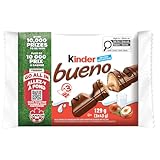 KINDER BUENO Milk Chocolate and Hazelnut Cream Candy Bars - 3 Packs - 2 Individually Wrapped Bars Per Pack (129g)