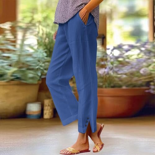 GOKKILRW Women Linen Palazzo Pants Summer Boho Wide Leg High Waist Casual Lounge Trousers Loose Beach Travel Pant Resort Wear2