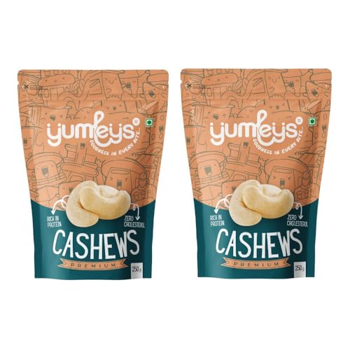 Image of Yumleys Premium Natural Whole Cashews | 500g Combo Pack (2 x 250g) | High Protein & Crunchy Snack | Healthy & Delicious Nut for Weight Management