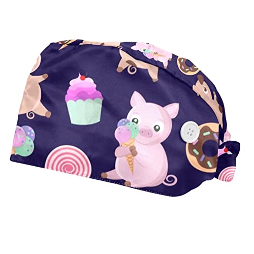 Couvre-chef unisexe pour cuisine et pâtisserie casquette de protection à motif beignets
