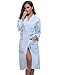 Produktbild Aibrou Bademantel mit Taschen Waffelpique Baumwolle Damen und Herren Saunamantel Unisex Wellness- Hotel- Morgenmäntel Nachtwäsche Kimono V-Ausschnitt Schlafanzug (Blau, Small)