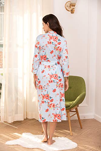 Maxmoda Women Kimono Robes Long Knit Maternity Bathrobe Lightweight Soft Knit Sleepwear V-Neck Casual Ladies Loungewear #TOP3