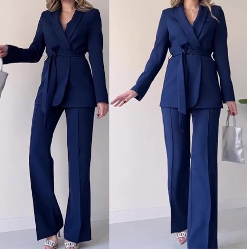 Women's Two Piece Suit Sets Dressy Business Casual Outfits Shawl Lapel Jacket Pants Work Office4