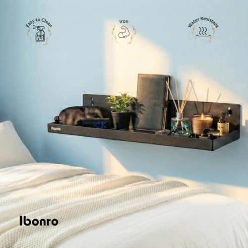Image of Iron Wall Shelf | Laser Cut Metal Wall Mounted Floating Shelf for Living Room, Bedroom & Office | Wall Shelves for Storage & Decor (Pack of 1) - Made in India