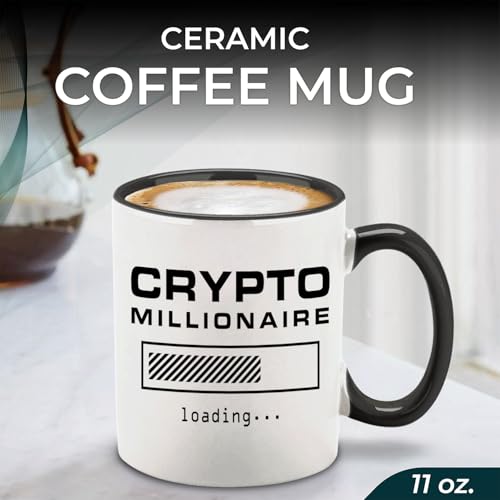 shop4ever Crypto Millionaire Loading... Ceramic Coffee Mug Cup, Funny Digital Currency Gift 11 oz. (Black Handle) - Image 4