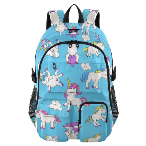 Mochila de viaje azul mochila escolar de unicornios y bolsa casual ligera de 44.5 cm