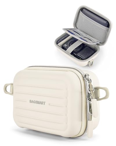 bagsmart Digitalkamera Tasche Kameratasche Kleine kompatibel Fotokamera Tasche mit 2 Tragemöglichkeiten, für Canon PowerShot/GoPro/Kodak Pixpro,Beige Streifen