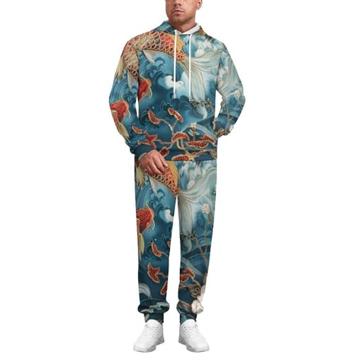 Survêtement homme poisson respirant avec sweat à capuche zippé et pantalon de jogging XXL