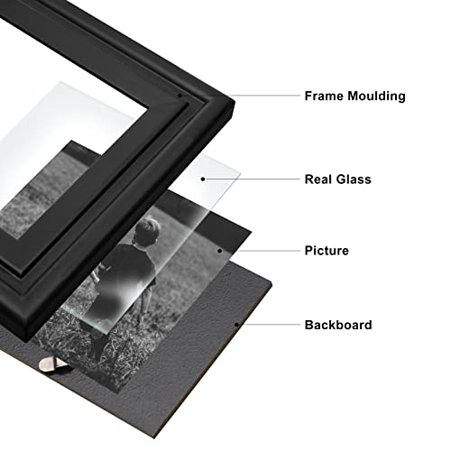 Wisadd Vertical & Horizontal 5X7 Picture Frames Double Hinged Wood Folding Photo Frames With Real Glass Front Fit For Desktop Or Tabletop Display Pictures 4X6 With Mat Or 5X7 Without Mat, Black Xhei-V57-H75 #TOP3