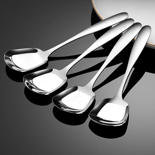 Generic 3Pcs Square Head Spoons, Square Head Stainless Steel Spoons, Arithmeticn Square Head Stainless Steel Spoons, Korean Style Square Sugar Spoon thumb #2