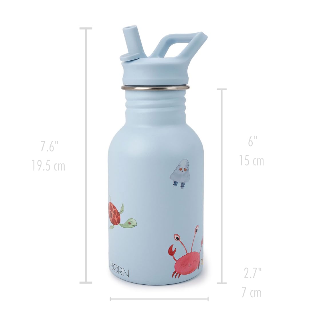 J.Børn Butelka personalizowana ze słomką dla dzieci 350 ml stal nierdzewna