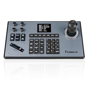 Tenveo Controller PTZ Kamera Joystick 4D IP PoE Tastatur-Controller mit LCD-Bildschirm für Kirche Streaming Meeting Bildung, Unterstützt PoE VISCA PELCO-D/P | RS232 RS422 RS485