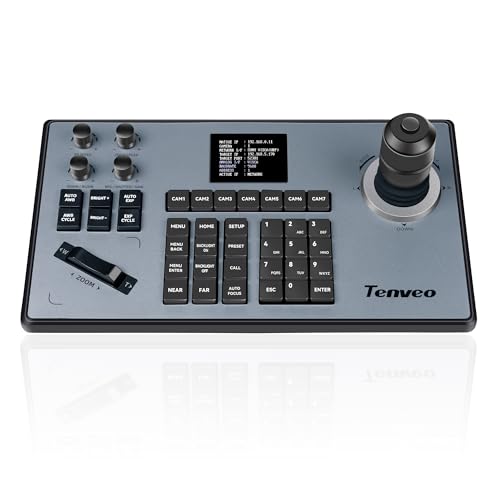 Tenveo PTZ kontroler z joystickiem, wysokiej jakości joystick zmienna prędkość 4D, obsługa PoE Visca Over IP RS422 RS485 RS232 Pelco-D/P do kościoła/wydarzenia/OBS/Vmix/Live Streaming
