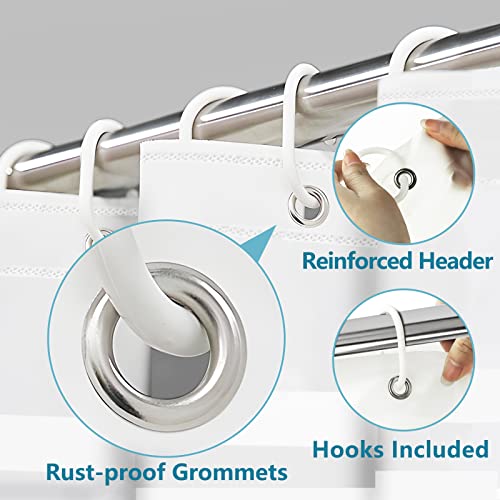Yoget Peva Plastic Shower Curtain Liner, 72" X 72" Frosted Clear Shower Curtain Liner With White Stripe, Water-Repellant Bathroom Heavy Duty Shower Curtain Liner With Metal Rustproof Grommets… #TOP3