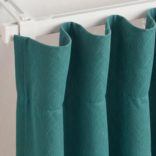Image of FRESH FROM LOOM Window & Door Non-Ring Curtains | S-Wave Pleat | Premium 10 feet | S-Wave Pleat | Non Ring Curtain | S-Wave Pleat (Teal | 10 Feet Long, Set of 2)