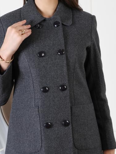 Image of CHKOKKO Women Classic Long Winter Coat Double Breasted | Knee Length Design with a Sophisticated Spread Collar and Convenient Front Pockets for All Occasions