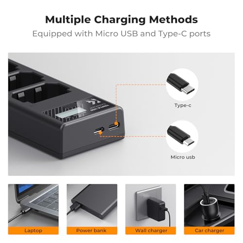 K&F CONCEPT NP-FZ100 Charger, 3-Slot A7iii Battery Charger with LCD Display for Sony A7iii A7iv A7Rv A6700 A6600 A9 A1 FX3 FX30 ZV-E1 Cameras
