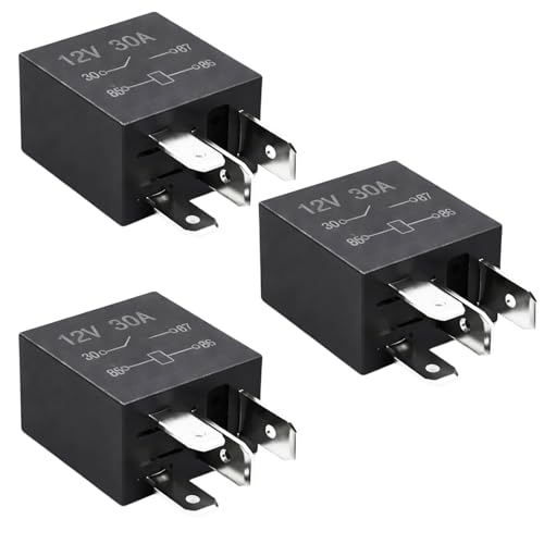 3 relés de motor para coche, 12 V, 30 A, con conector de 4 pines, relé universal para circuitos de coche y moto, relé versátil de 12 V para iluminación, ventiladores, bombas y eléctricos