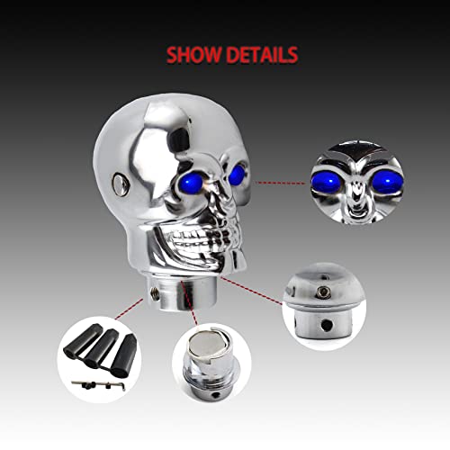 Asubha Skull Shift Knob, Skull Gear Shift Head Resin Shifter Knob, Automatic Car Stick Shift Handle, Universal Skull Head Gear Shift Knobs Fit Most Automatic Transmissions (Blue) #TOP4