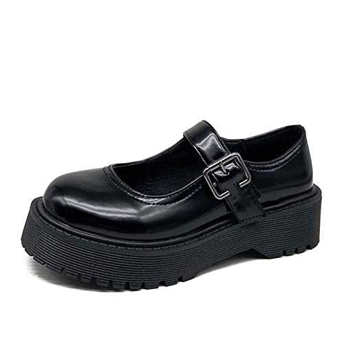 Mary Jane Shoes for Girls Dress Shoes Low Heel Dance Shoes Party Wedding Flats for Little/Big Kids (Color : Black, Size : 7.5 US)