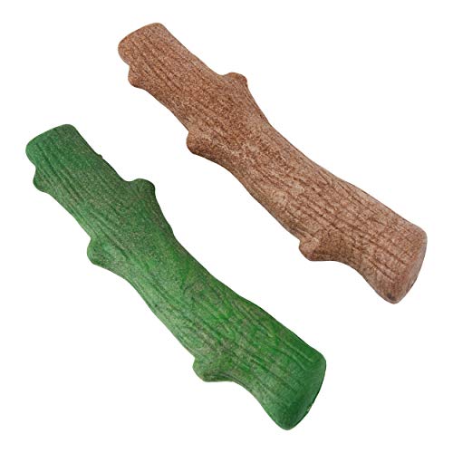 Outward Hound Dogwood Wood Durable Dog Chew Toys, Real Wood & Mint, 2-Pack, Large