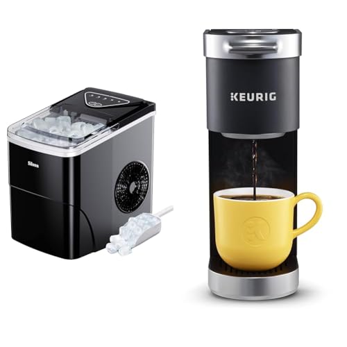 Silonn Ice Maker Countertop & Keurig K-Mini Plus Single Serve K-Cup Pod Coffee Maker, Black