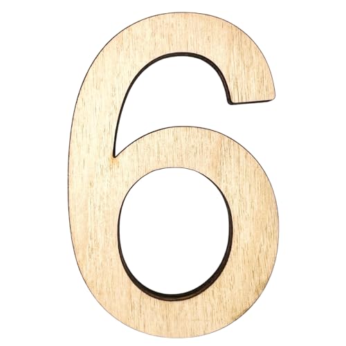 Krafty Supply (Arial) Numbers, Unfinished Wooden Numbers, Sturdy and Durable, Paintable Birch Craft Alphabet (12in Tall, 1-4in Thick, Number 6)