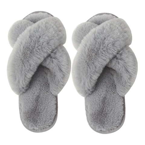 Milaloko Fluffy Cross Band House Slippers Cover