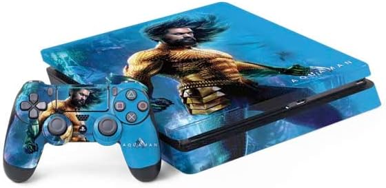 Skinit Decal Gaming Skin Compatible with PS4 Slim Bundle - Officially Licensed DC Comics Aquaman Comic Pop Design